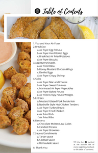 table of contents for my southern air fryer cookbook